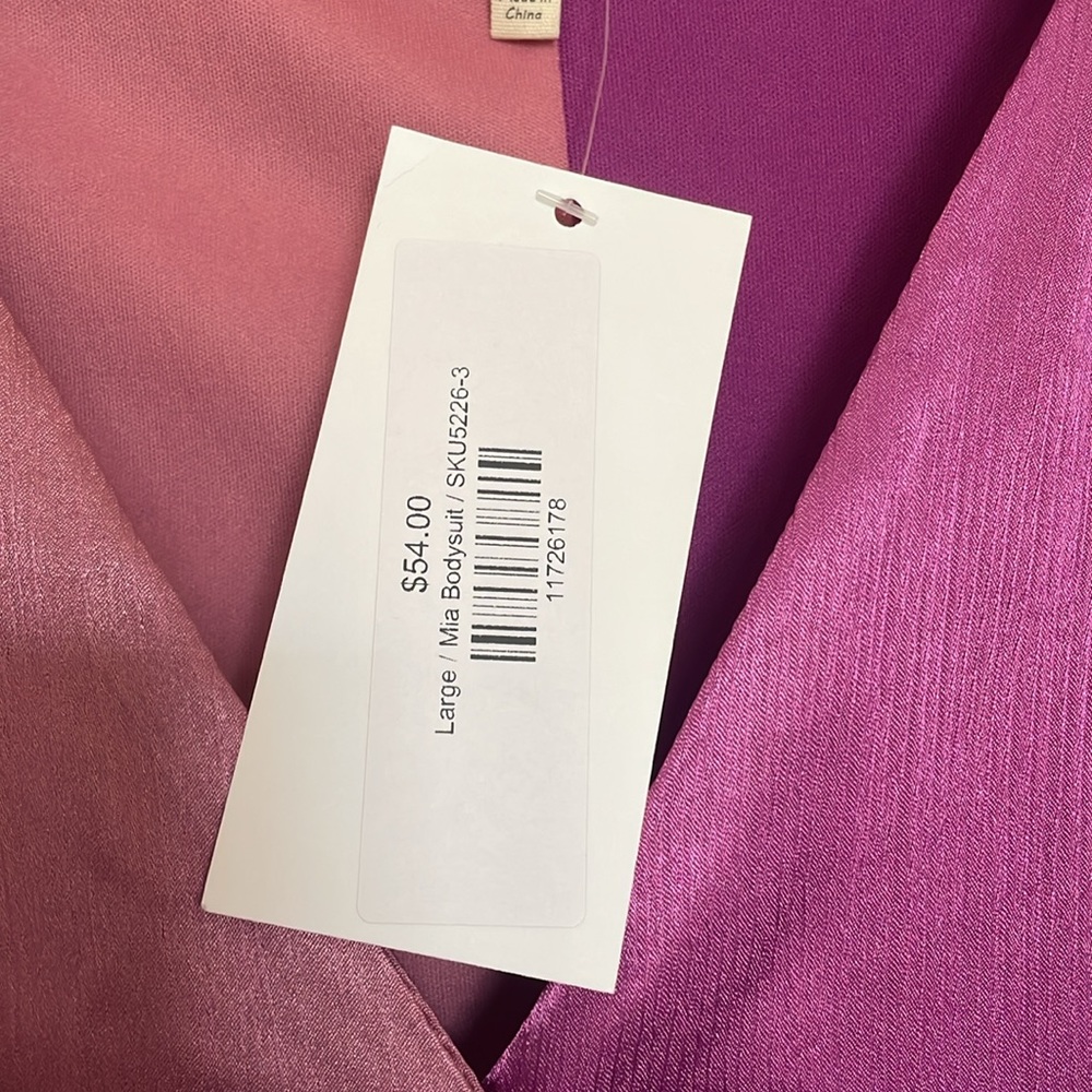 Peach love bodysuit, size large, nwt, pink and purple - Picture 3 of 10